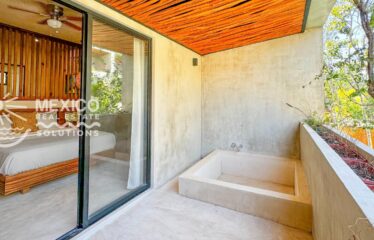 Studio Condo for Sale in La Veleta Tulum with Chukum Soaker Tub and Rooftop Lounge Space